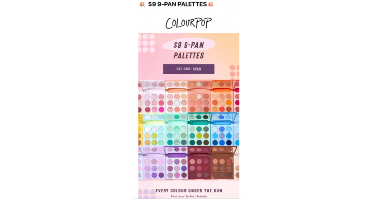 Colourpop 9色眼影盤特價 US$9