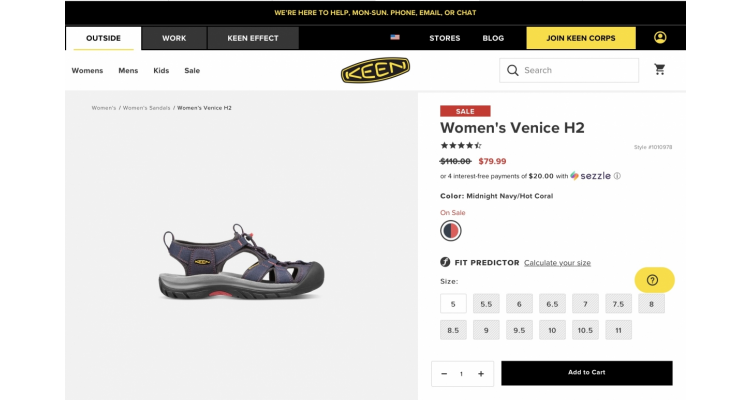 Keen venice h2 $30 off