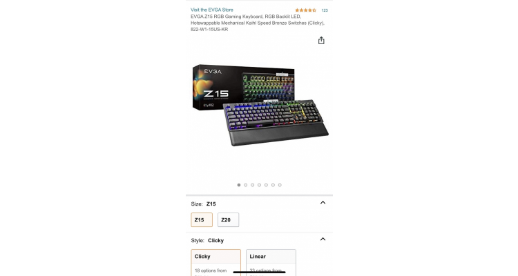 EVGA Z15 RGB 機械鍵盤減價