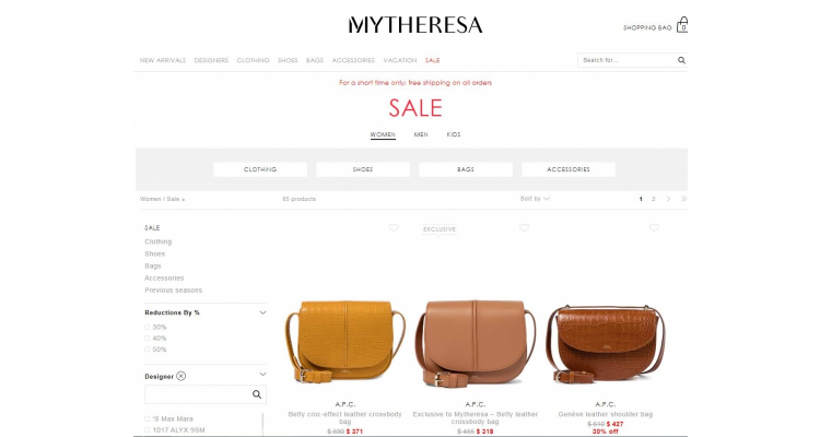 名牌網 Mytheresa 低至5折減價優惠