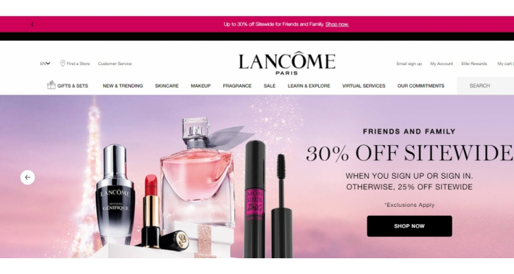 Lancome美國官網黑五優惠全網7折