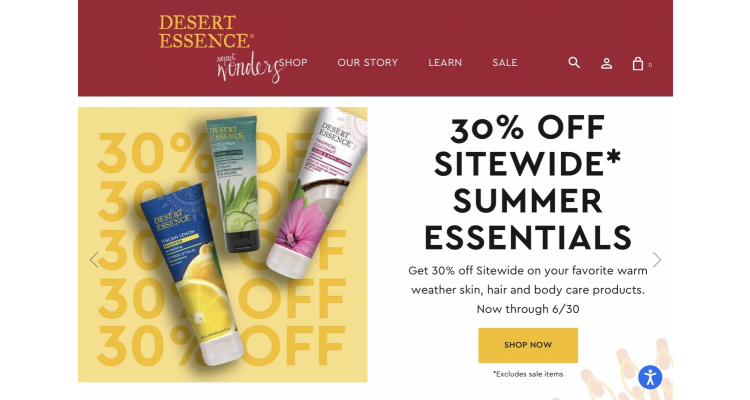 DESERT ESSENCE sitewide 30% off