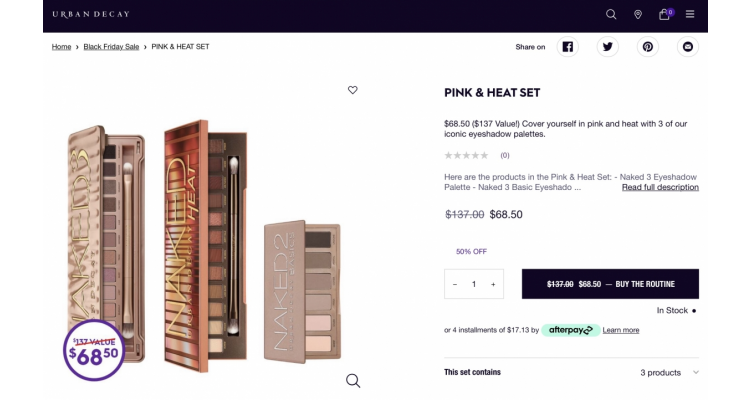 URBANDECAY 眼影套裝 50% off