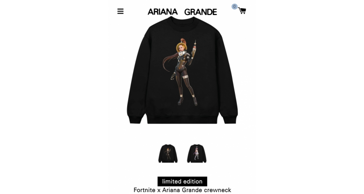 Fortnite聯乘Ariana Grande衛衣