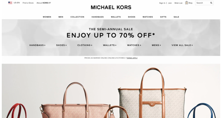 Michael Kors 美國官網低至3折