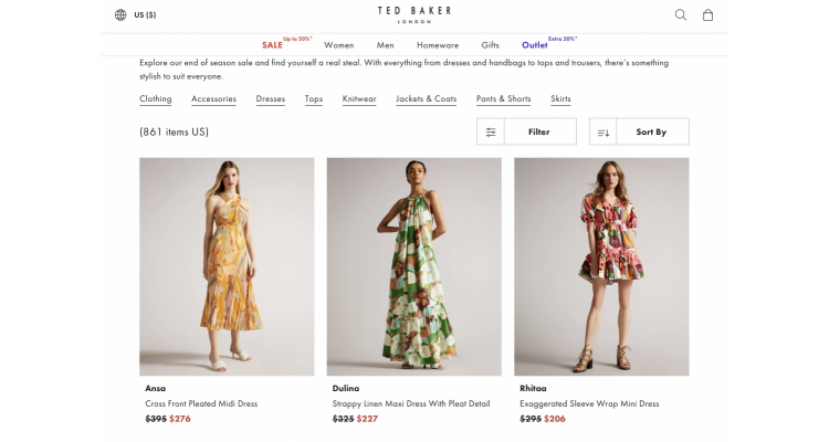 TED BAKER 50% off & 20%off extra