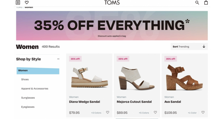 TOMS全網35%off