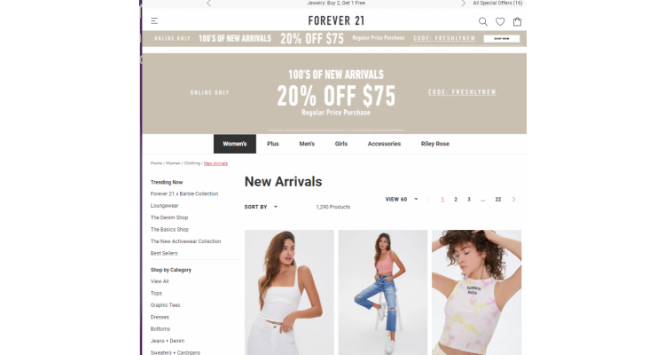 Forever 21 new arrivals 20% off