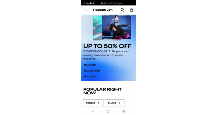 英國Reebok End Season Sale 折扣低至五折