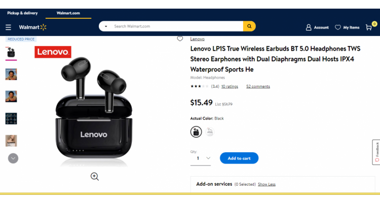 Lenovo無線藍牙耳機$15.49(原價$74.59)