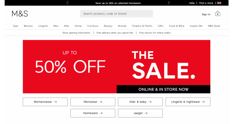 Marks & Spencer UK Sale