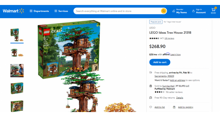 LEGO Ideas系列樹屋$169.99(原價$199.99)