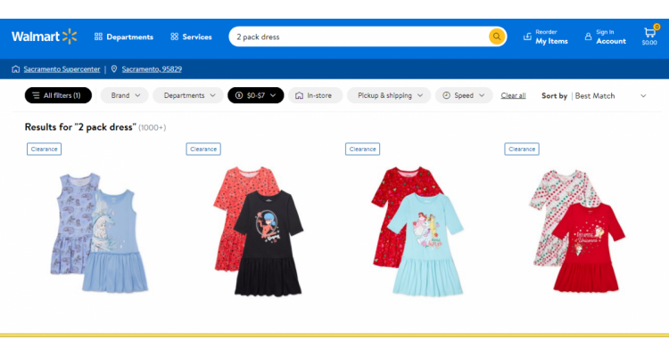 Walmart 多款女童連衣裙2件套熱賣，低至$3.62