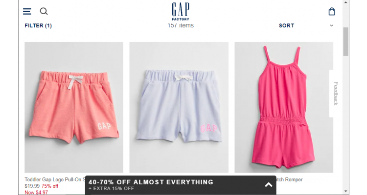 Gap Factory 兒童服飾低至3折+額外5折