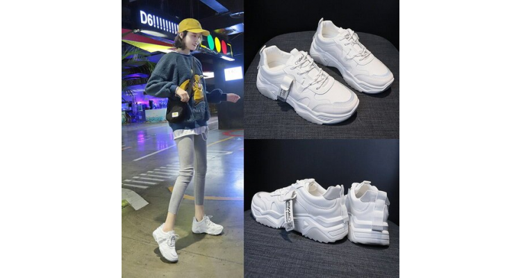 韓版運動鞋女2021春季新款學生老爹鞋女ins街拍增高小白鞋女