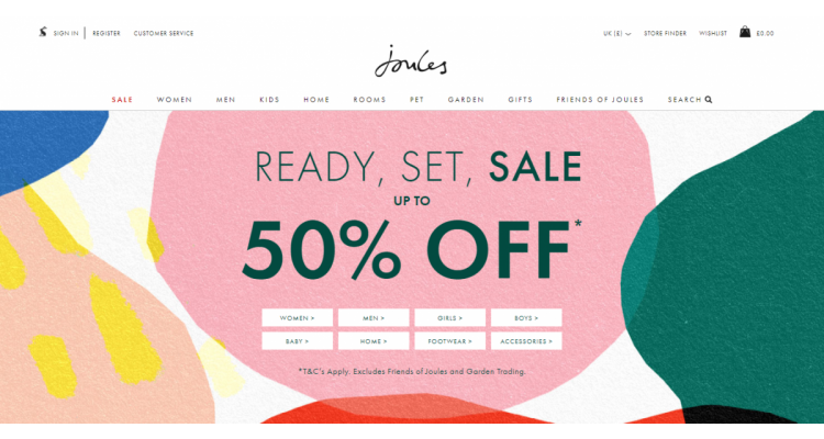 Joules sales up to 50% off