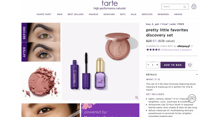 tarte travel set 50% off