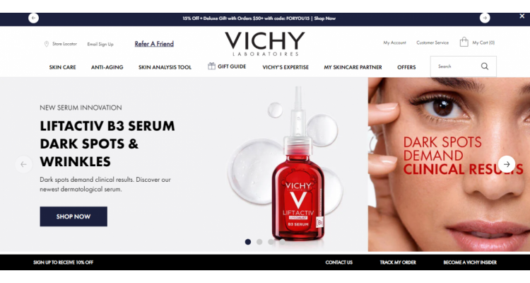 Vichy官網 護膚訂單滿$50享8.5折