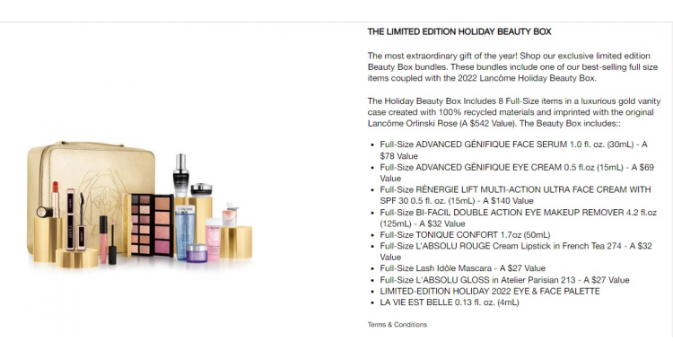 Lancome 美國官網推出聖誕禮盒