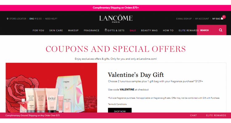 Lancome 美妝護膚親友特賣會，訂單滿$75享7.5折