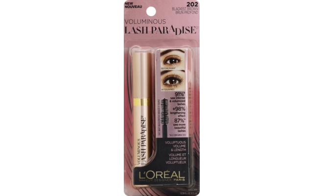 L'Oreal Paris 化妝睫毛天堂睫毛膏, 可水洗 #202 Blackest Brown
