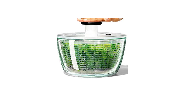 OXO 大號玻璃 蔬菜沙拉瀝水甩幹脫水器