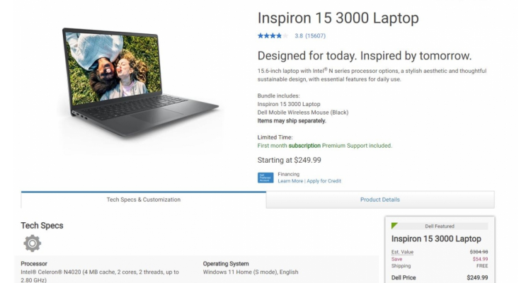 Dell Inspiron 15" 3000 Laptop