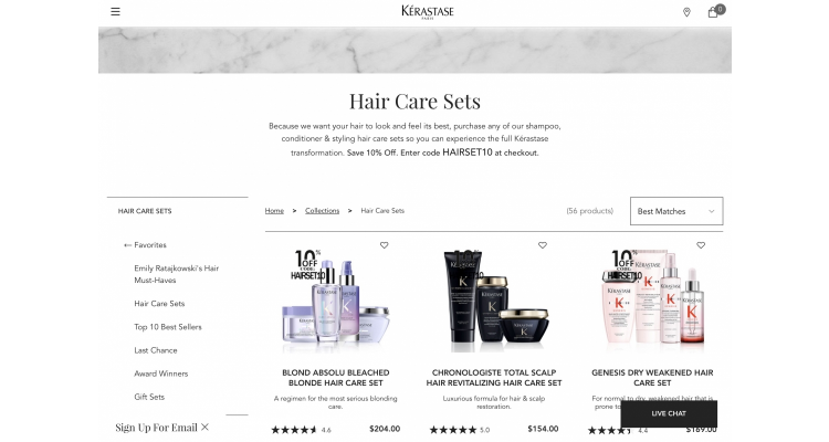 Hair care set 10% off