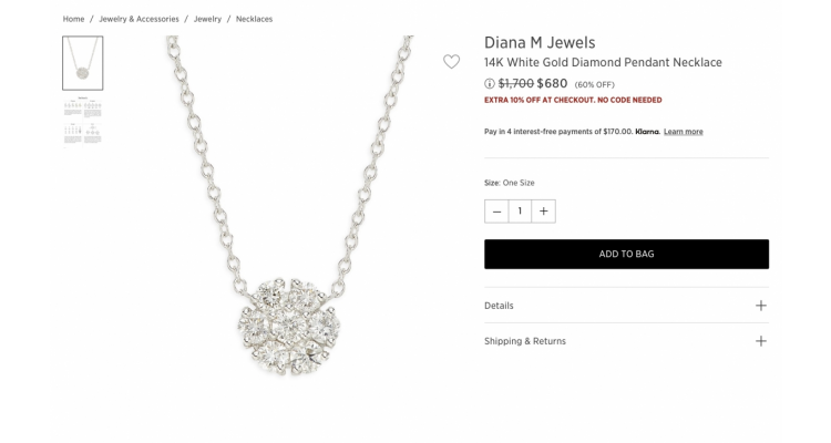 Diana M Jewels diamond necklace 