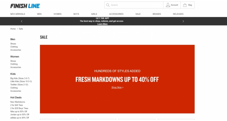 FinishLine 美國官網特價區六折