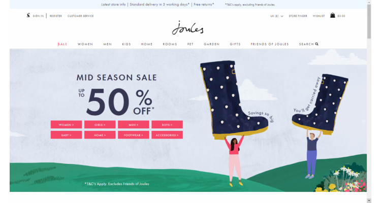 Joules mid season sale 50% off