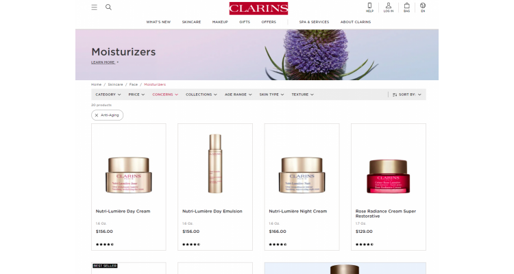 Clarins 訂單含2件抗老面霜，全單可享8折