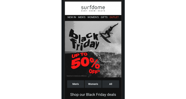 Surfdome 黑色星期五最高半價