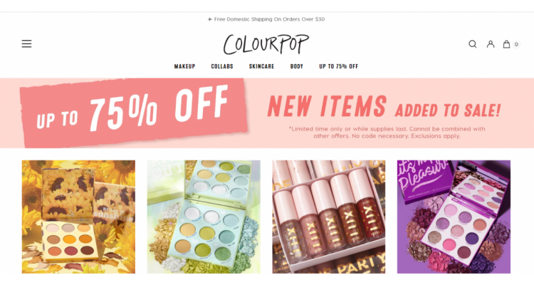 Colourpop 現有 精選彩妝低至2.5折熱賣