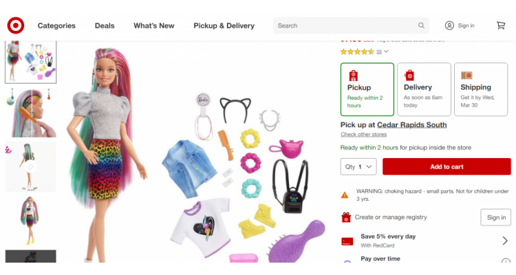 Barbie 芭比彩虹豹紋裙娃娃 $7.99