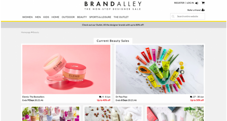 Brandalley美妝品牌減價