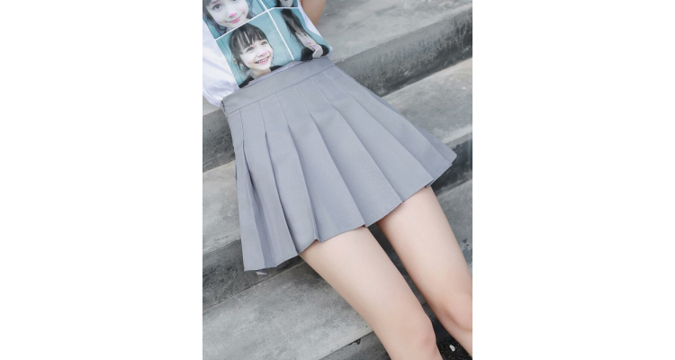 新款百褶裙ulzzang軟妹短裙女夏高腰A字裙學生防走光格子半身