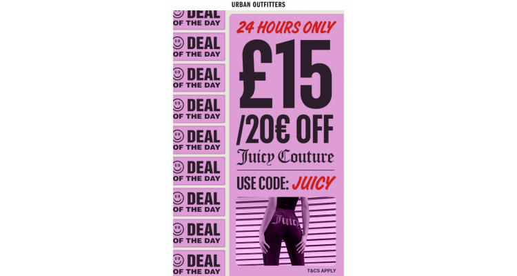 UO指定優惠 - £15 OFF Juicy Couture