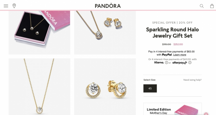 PANDORA gift set 20% off