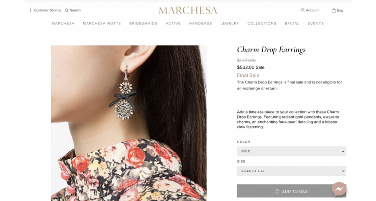 Marchesa earings 70% off