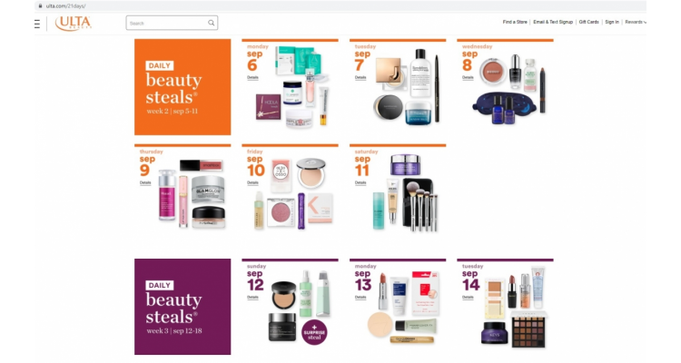 Ulta 21 Days of Beauty指定產品半價