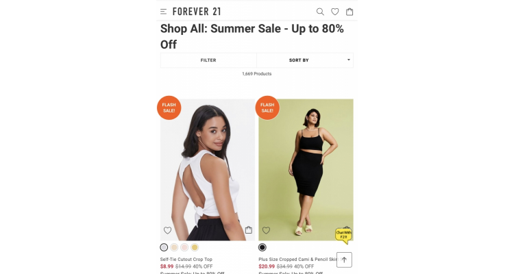 Forever 21 summer sale up to 80%