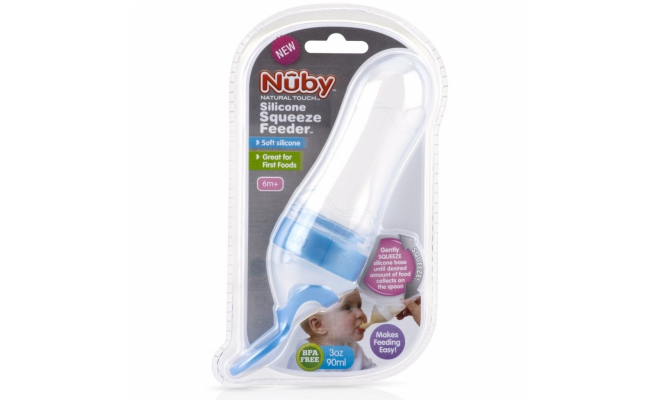 美國 Nuby 矽膠擠壓餵食器 90ml(顏色隨機)