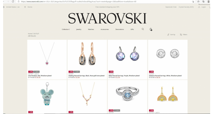 Swarovski 美國官網outlet區大量上新