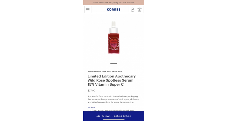Korres限量版野玫瑰提亮精華特價