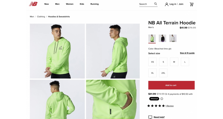 NB男連帽衫45%off