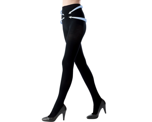 日本 Inujirushi犬印 產後高腰收胯分段式襪褲M-L臀圍85-98 - 黑色