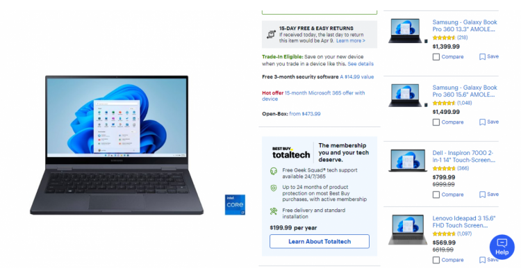 Samsung Galaxy Book $649.99