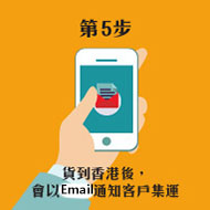 5. 貨到中國香港後，會以e-mail通知客戶集運